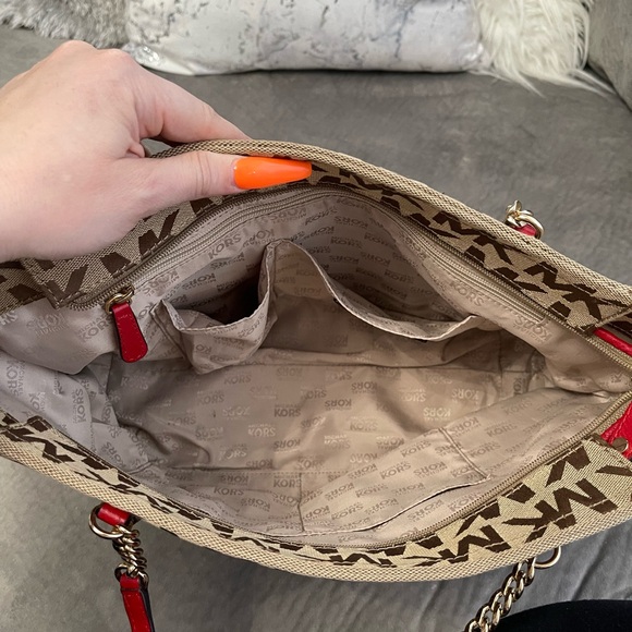 EUC Michael Kors Tan and Red Purse ❤️ - Picture 3 of 7